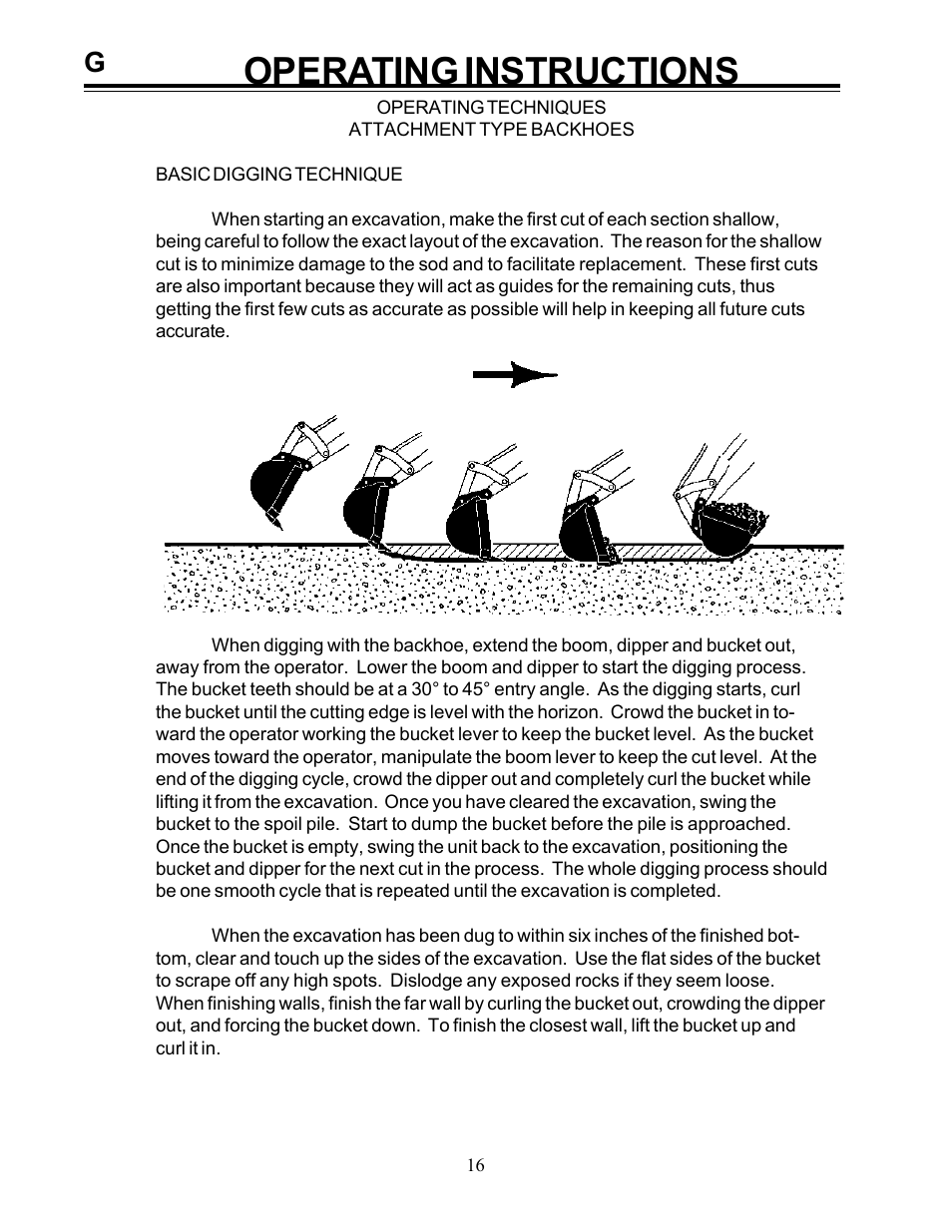 Operating instructions | Allmand Brothers Allmand 8.5 10 FT BACKHOE User Manual | Page 16 / 41