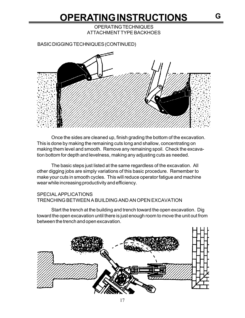 Operating instructions | Allmand Brothers Allmand 8.5 10 FT BACKHOE User Manual | Page 17 / 41