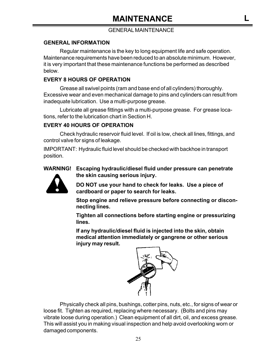 Maintenance l | Allmand Brothers Allmand 8.5 10 FT BACKHOE User Manual | Page 25 / 41