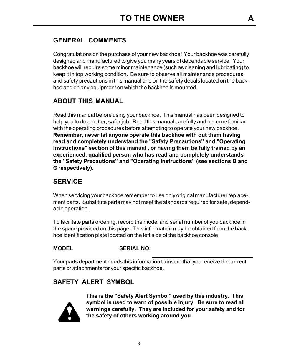 Allmand Brothers Allmand 8.5 10 FT BACKHOE User Manual | Page 3 / 41