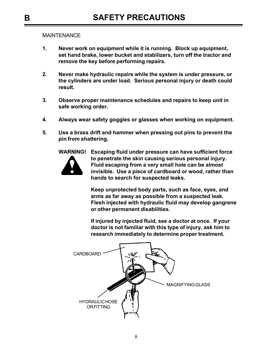 Safety precautions b | Allmand Brothers Allmand 8.5 10 FT BACKHOE User Manual | Page 8 / 41