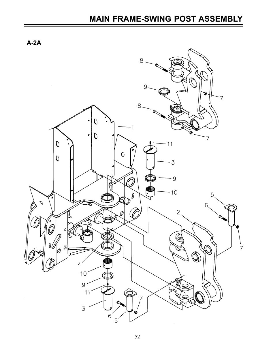 Main frame-swing post assembly | Allmand Brothers Allmand 8.5 10 FT BACKHOE User Manual | Page 10 / 31