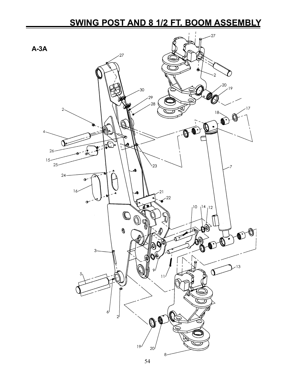 Swing post and 8 1/2 ft. boom assembly | Allmand Brothers Allmand 8.5 10 FT BACKHOE User Manual | Page 12 / 31