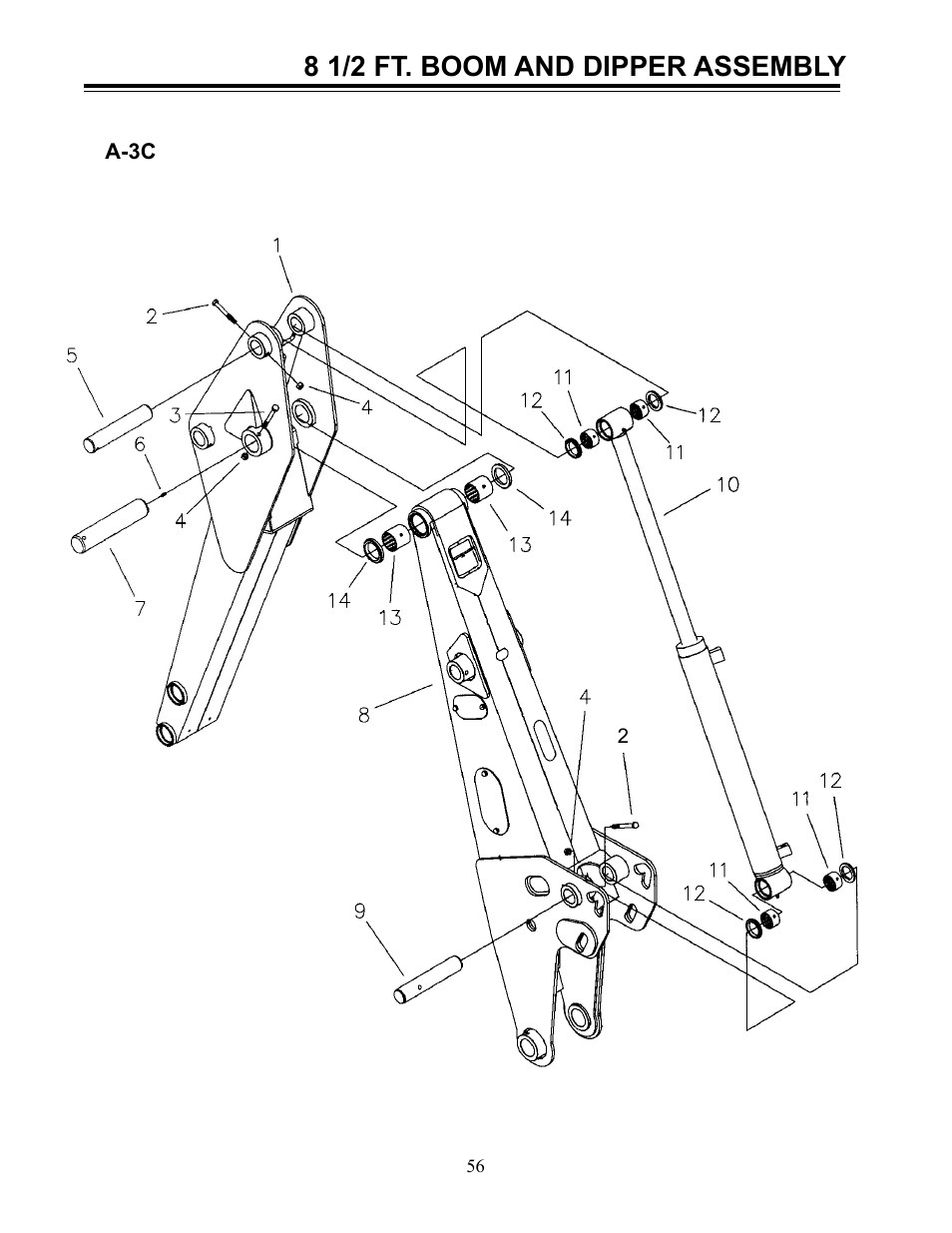 8 1/2 ft. boom and dipper assembly | Allmand Brothers Allmand 8.5 10 FT BACKHOE User Manual | Page 14 / 31