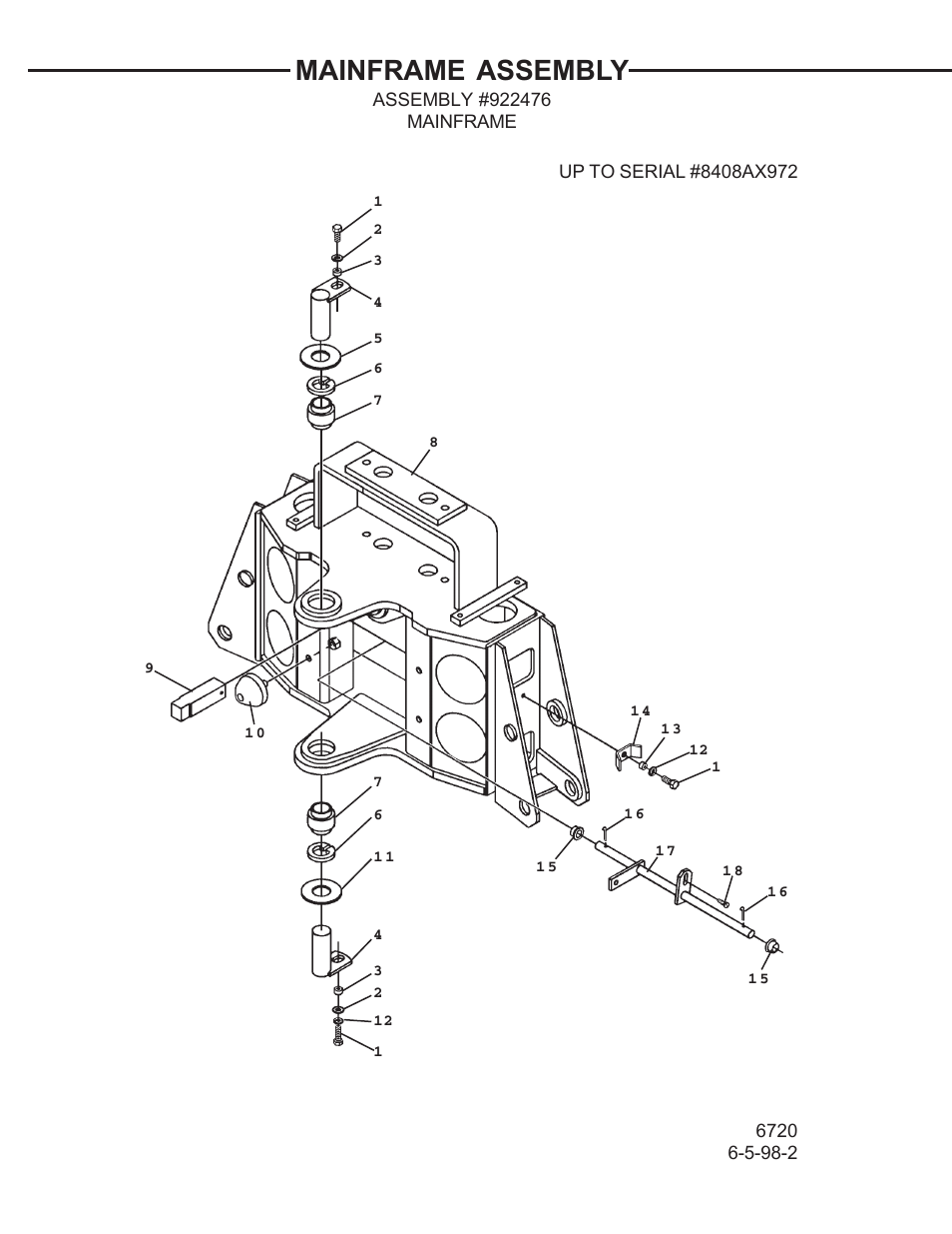 Mainframe assembly | Allmand Brothers TLB 408 BACKHOE User Manual | Page 13 / 93