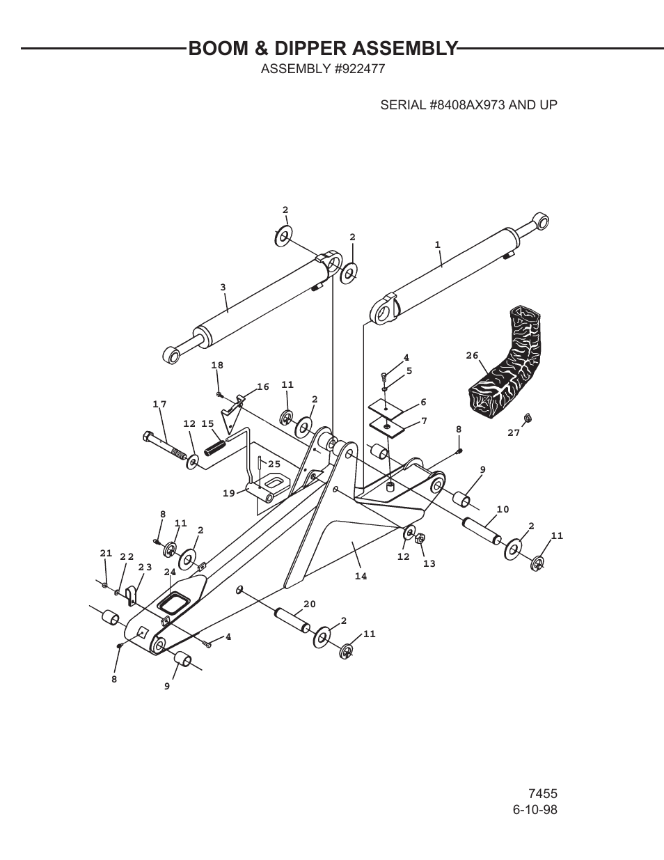 Boom & dipper assembly | Allmand Brothers TLB 408 BACKHOE User Manual | Page 23 / 93