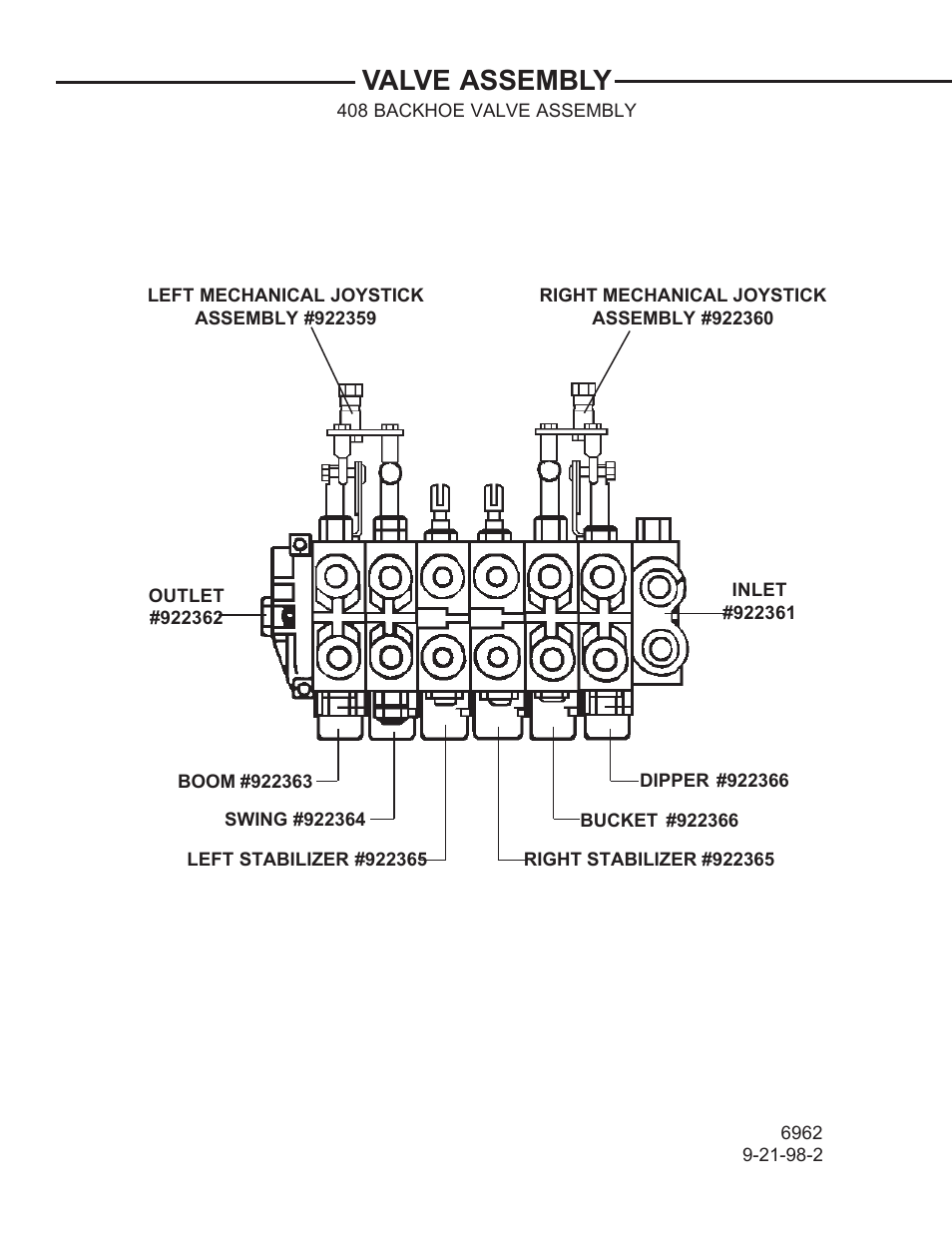 Valve assembly | Allmand Brothers TLB 408 BACKHOE User Manual | Page 44 / 93