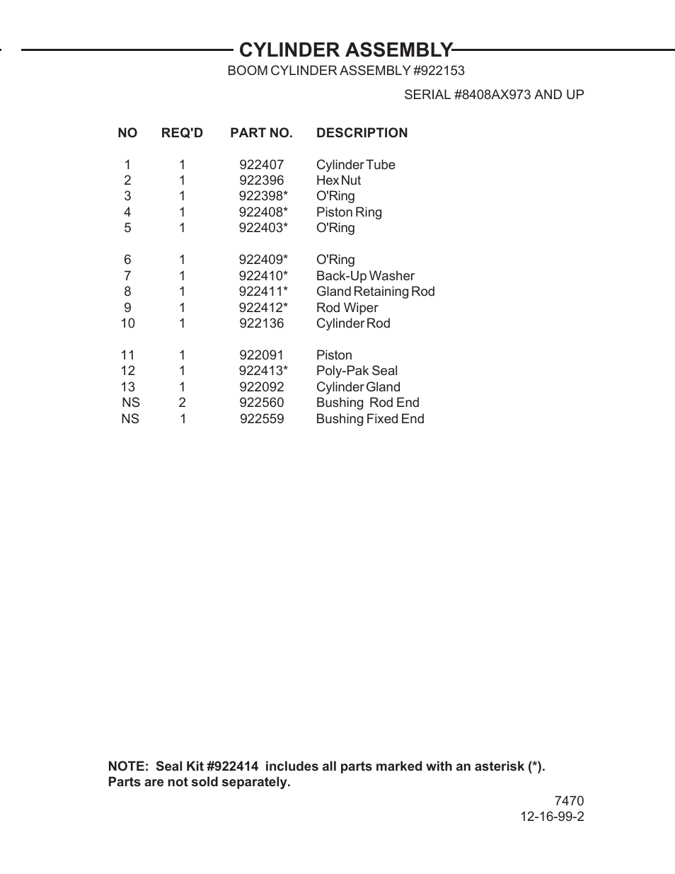 Cylinder assembly | Allmand Brothers TLB 408 BACKHOE User Manual | Page 68 / 93