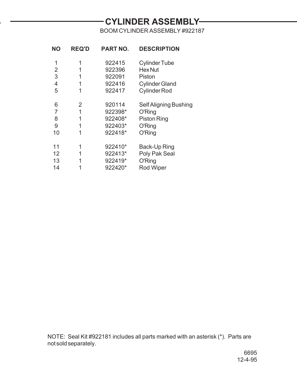 Cylinder assembly | Allmand Brothers TLB 408 BACKHOE User Manual | Page 70 / 93