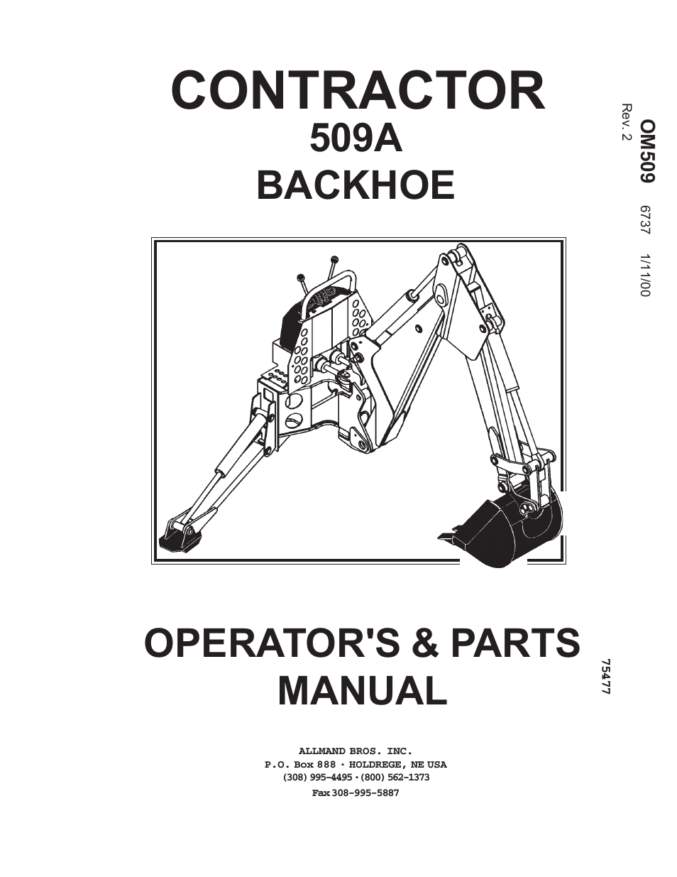 Allmand Brothers TLB 509A BACKHOE User Manual | 58 pages