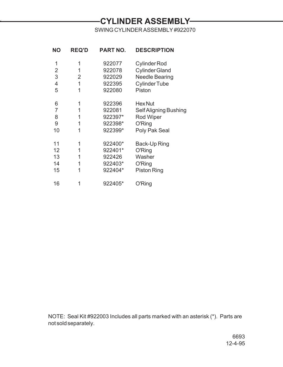 Cylinder assembly | Allmand Brothers TLB 509A BACKHOE User Manual | Page 26 / 58