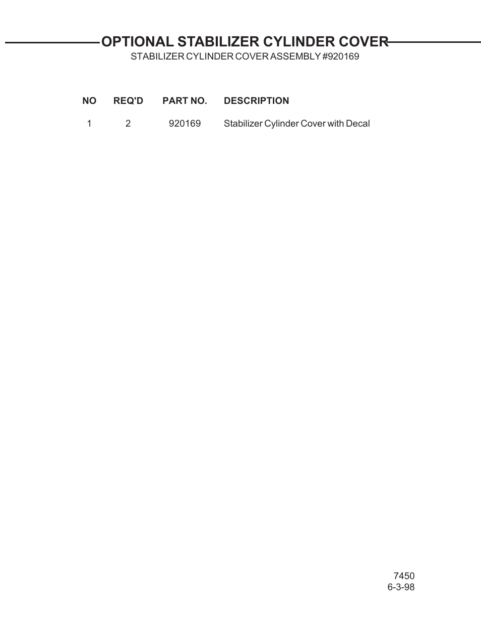 Optional stabilizer cylinder cover | Allmand Brothers TLB 509A BACKHOE User Manual | Page 46 / 58
