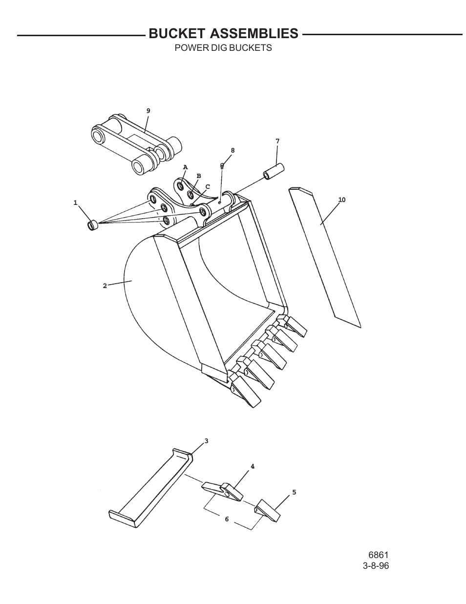 Bucket assemblies | Allmand Brothers TLB 509A BACKHOE User Manual | Page 49 / 58