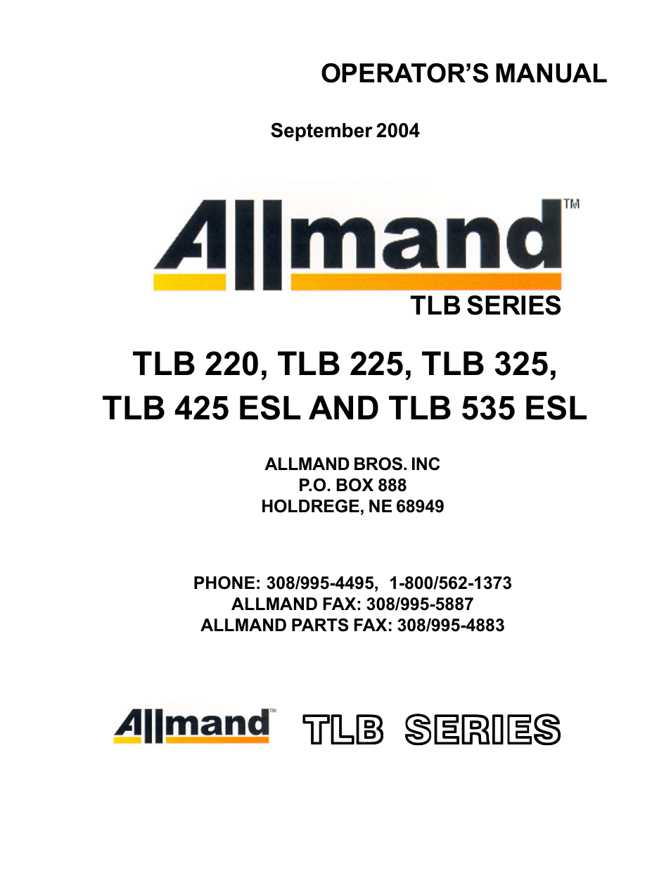 Allmand Brothers TLB 535 User Manual | 51 pages