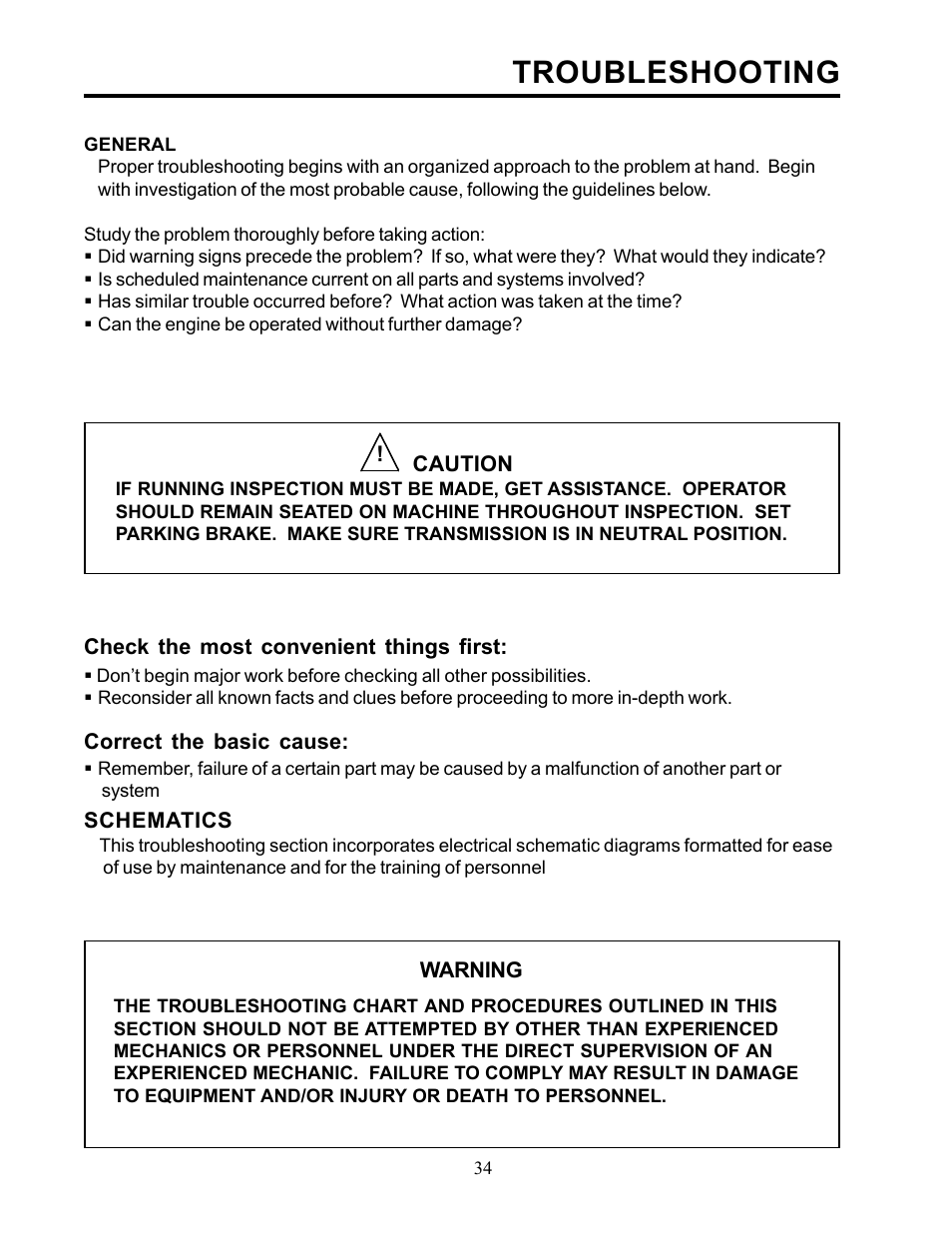 Troubleshooting | Allmand Brothers TLB 535 User Manual | Page 34 / 51