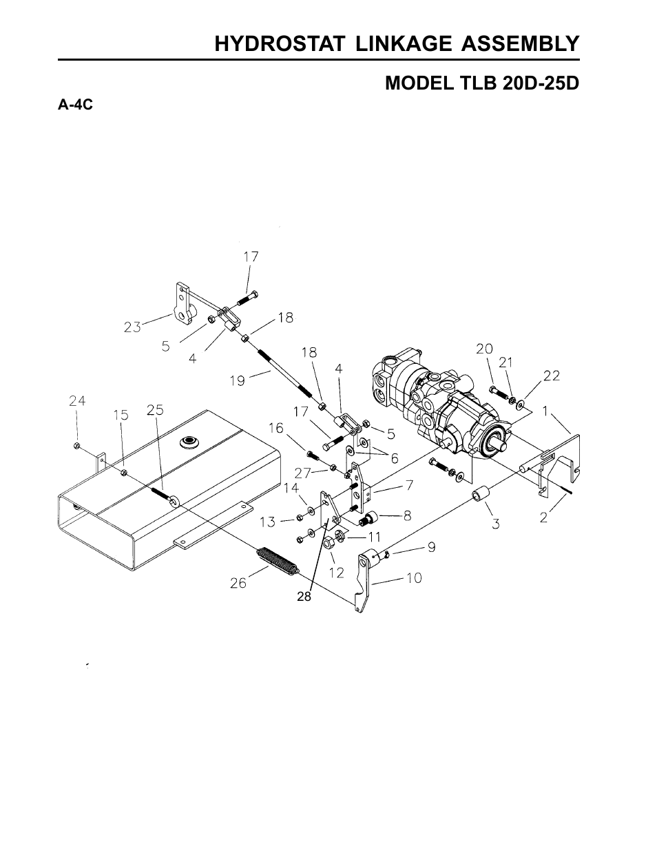 Hydrostat linkage assembly, Model tlb 20d-25d | Allmand Brothers TLB25D User Manual | Page 16 / 91