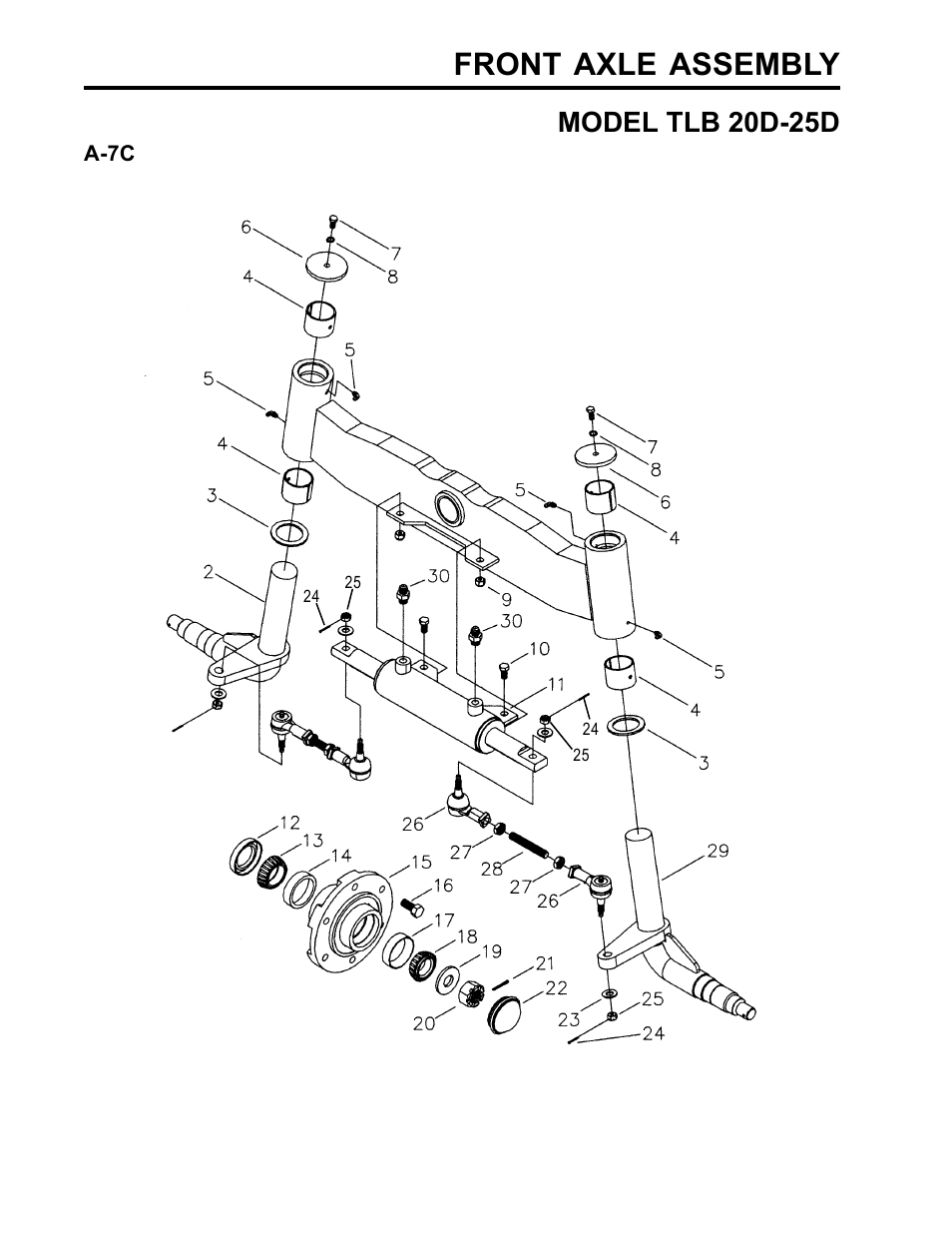 Front axle assembly, Model tlb 20d-25d | Allmand Brothers TLB25D User Manual | Page 26 / 91