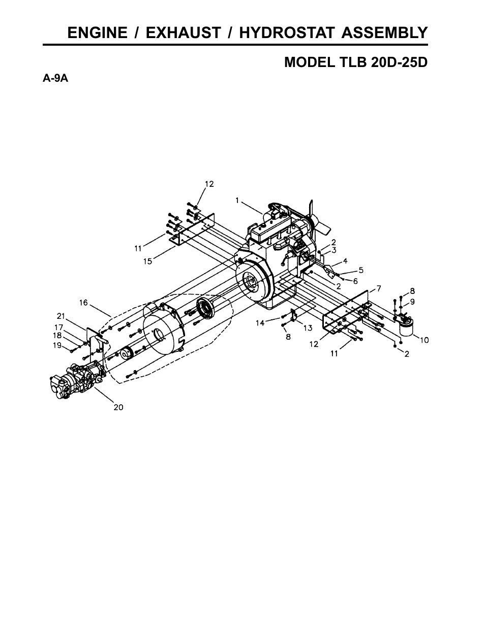Engine / exhaust / hydrostat assembly | Allmand Brothers TLB25D User Manual | Page 34 / 91