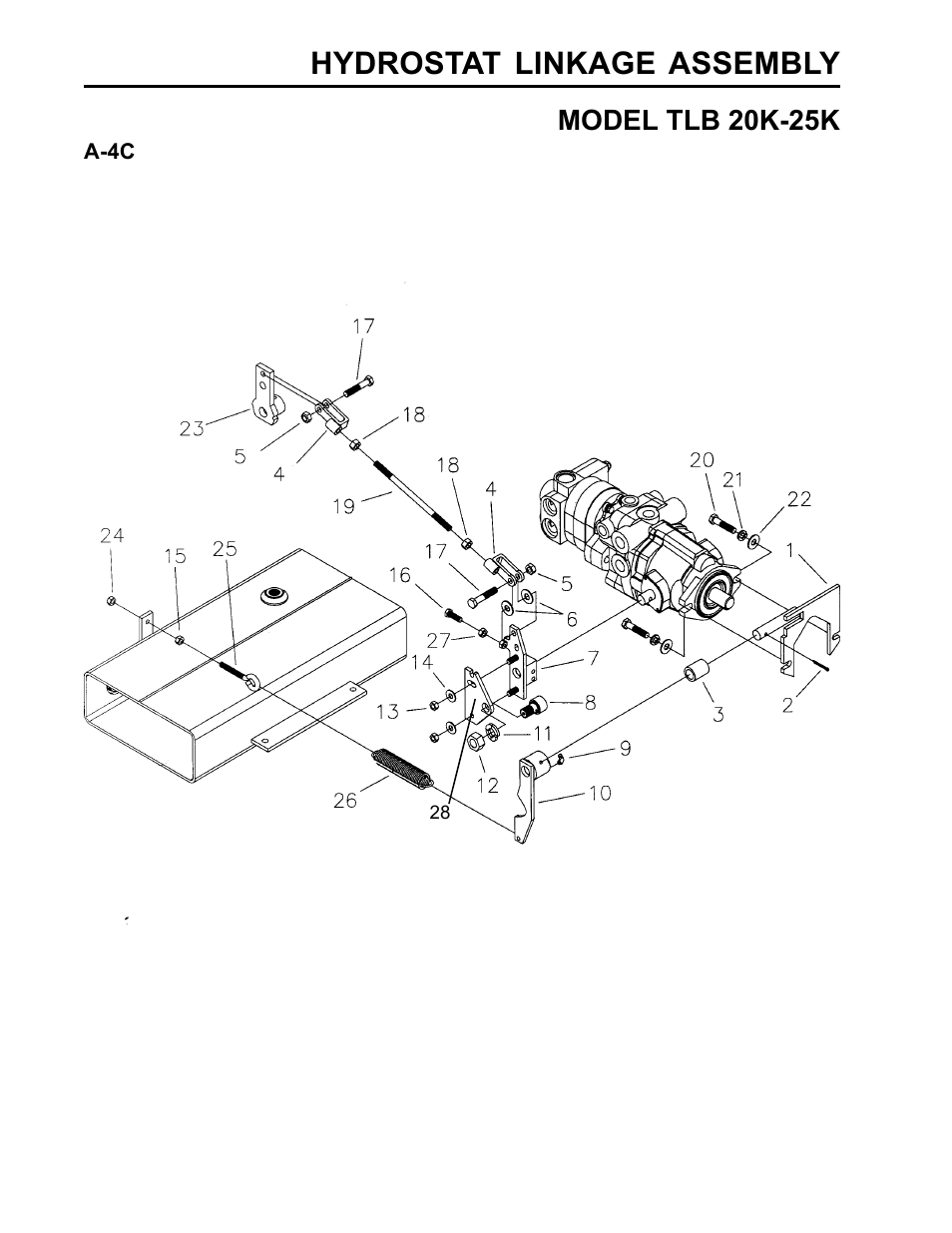 Hydrostat linkage assembly, Model tlb 20k-25k | Allmand Brothers TLB25K User Manual | Page 16 / 88