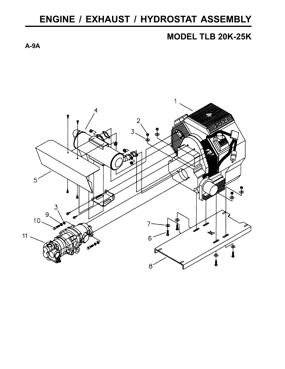 Engine / exhaust / hydrostat assembly | Allmand Brothers TLB25K User Manual | Page 32 / 88