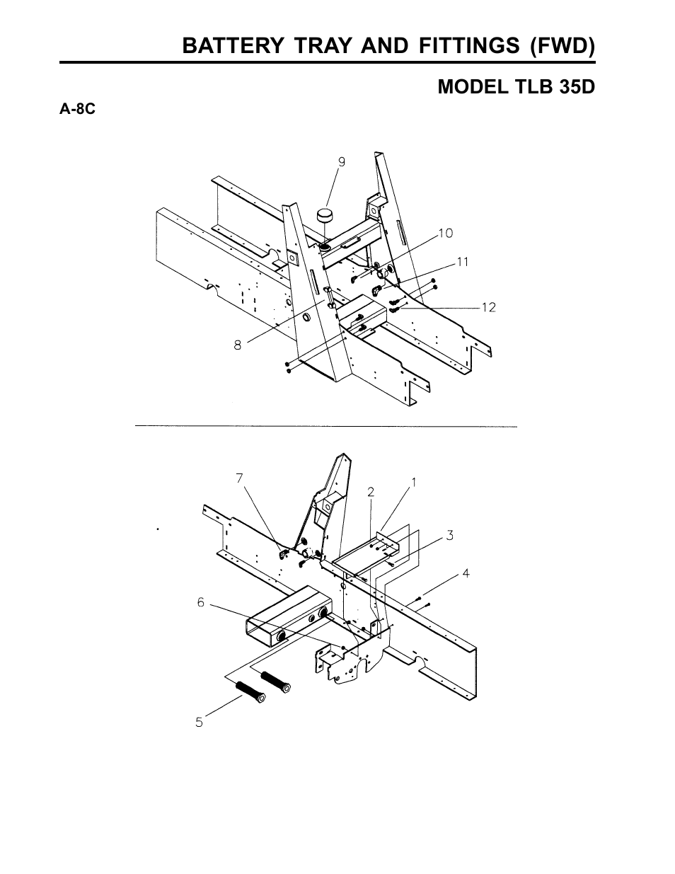 Battery tray and fittings (fwd) | Allmand Brothers TLB35D User Manual | Page 38 / 99