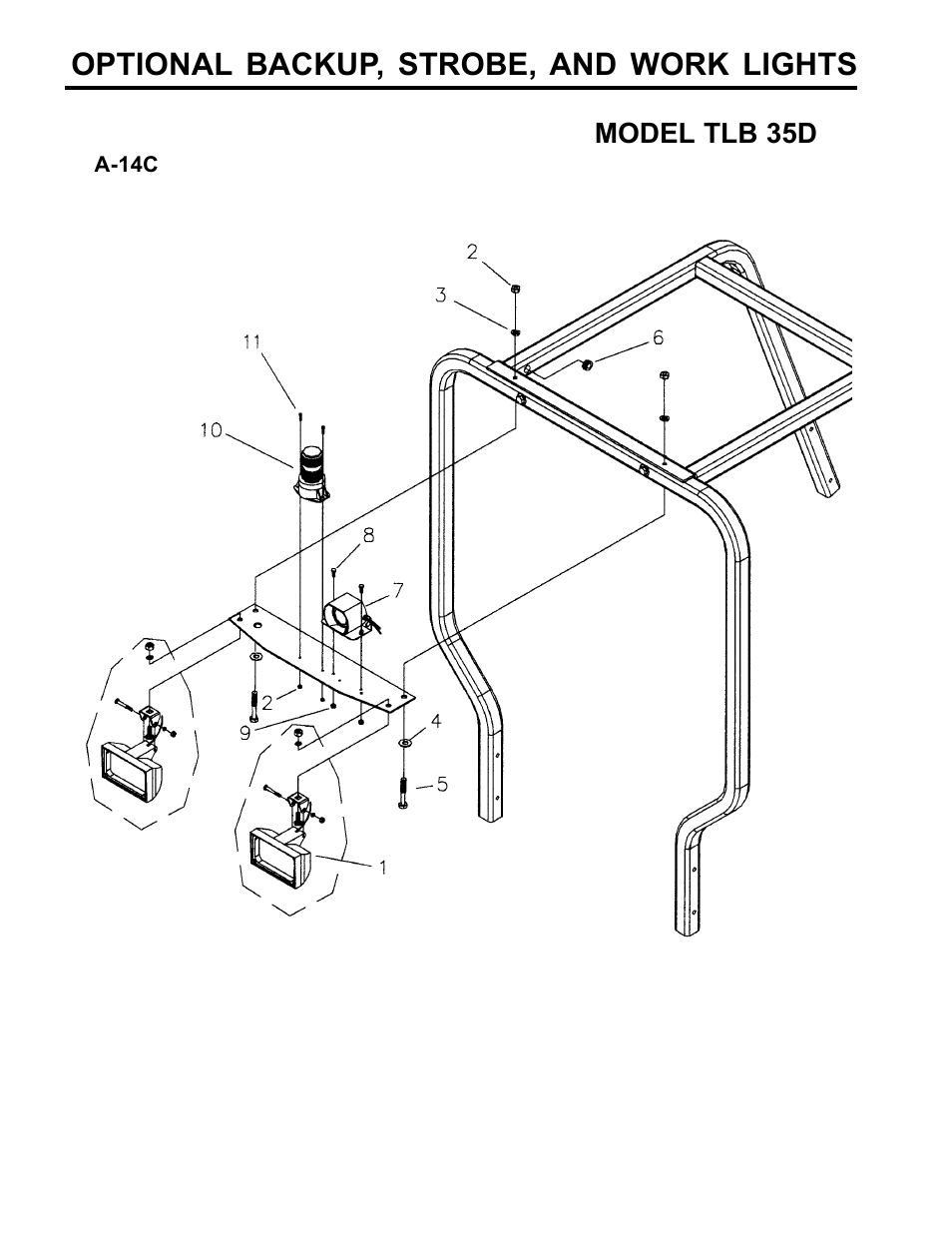 Optional backup, strobe, and work lights | Allmand Brothers TLB35D User Manual | Page 70 / 99