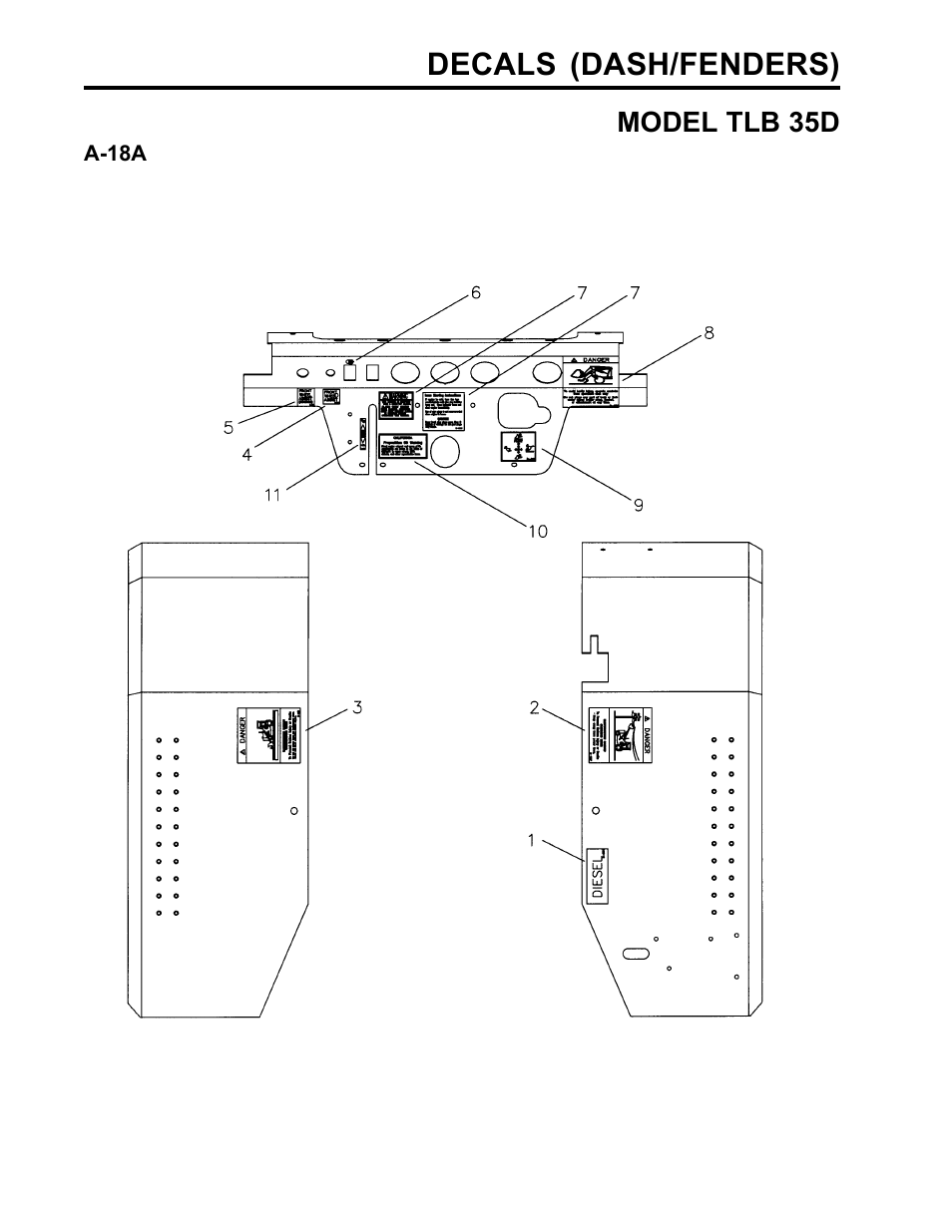Decals (dash/fenders) | Allmand Brothers TLB35D User Manual | Page 84 / 99