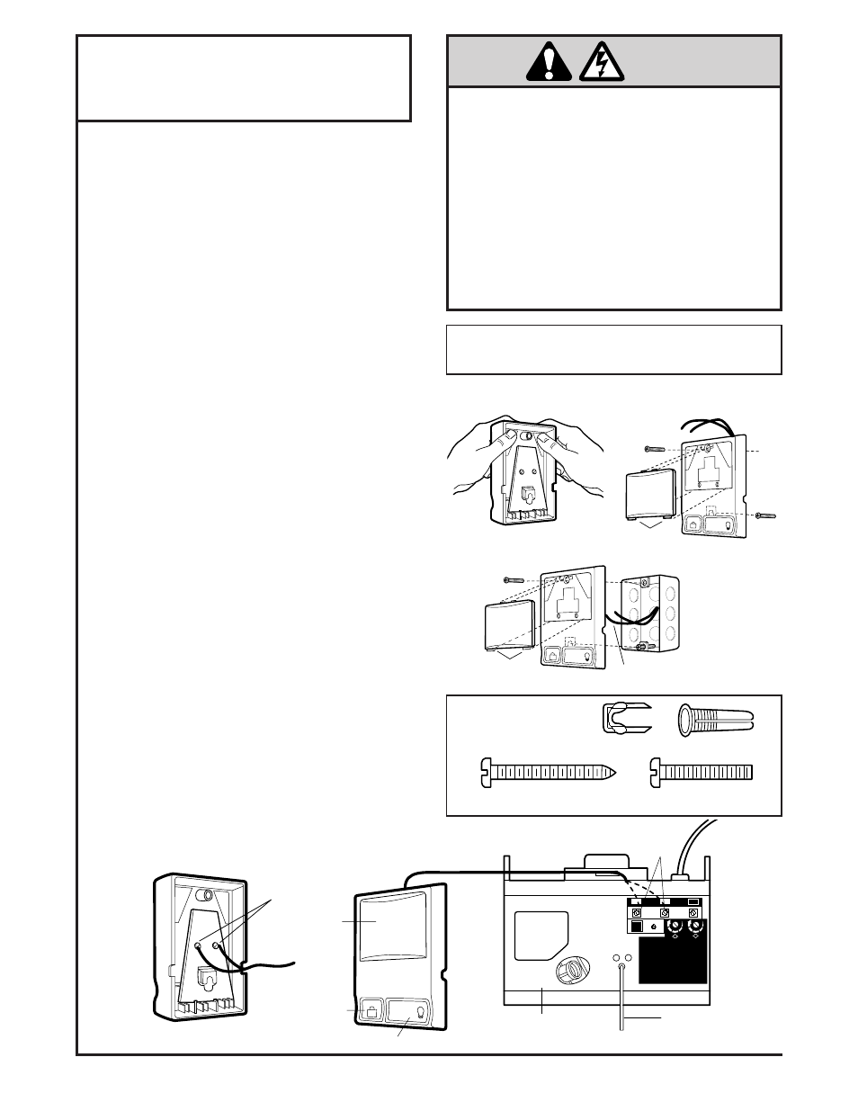 Install the door control, Warning, Installation step 6 | Install the multi-function door control panel | Chamberlain SECURITY+ 6200-2K User Manual | Page 18 / 40