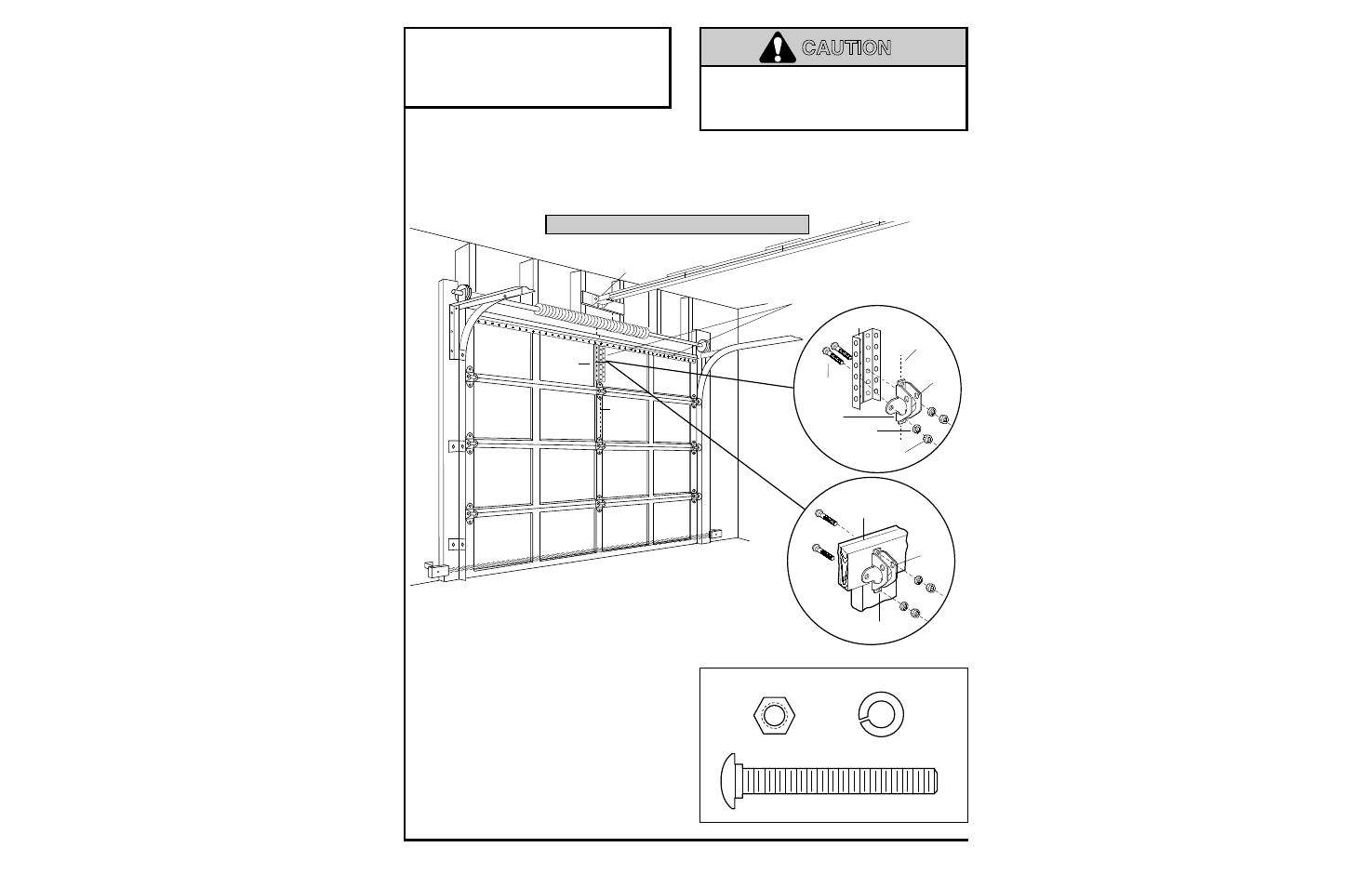 Fasten door bracket, Sectional door only, Warning caution warning | Installation step 11 | Chamberlain SECURITY+ 6200-2K User Manual | Page 24 / 40