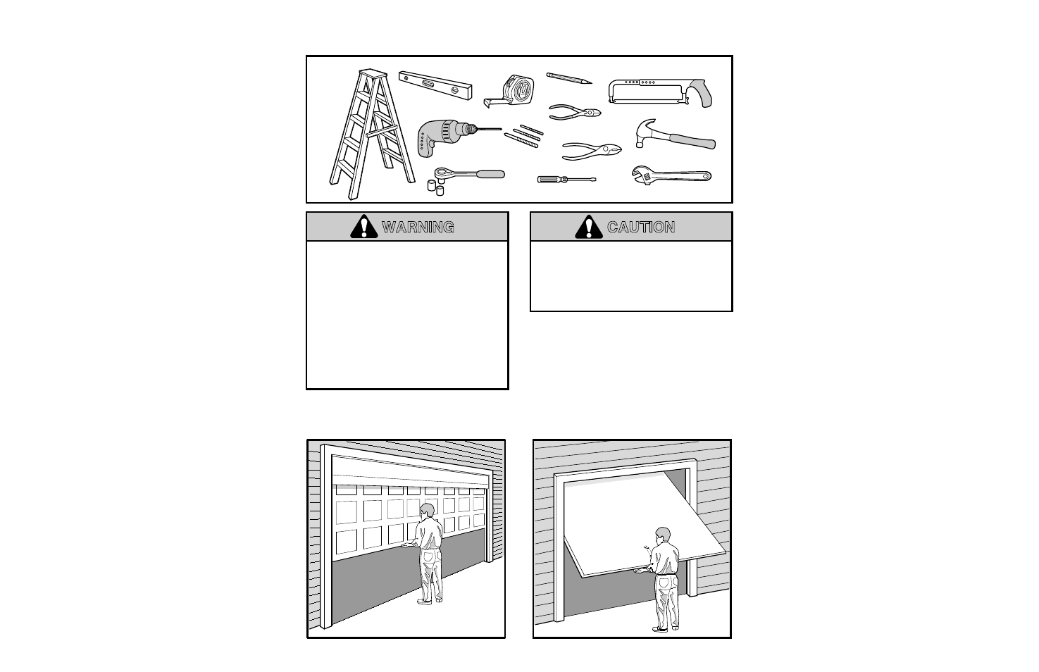 You'll need tools, Safety alert symbols, Warning caution warning warning caution warning | Chamberlain SECURITY+ 6200-2K User Manual | Page 3 / 40