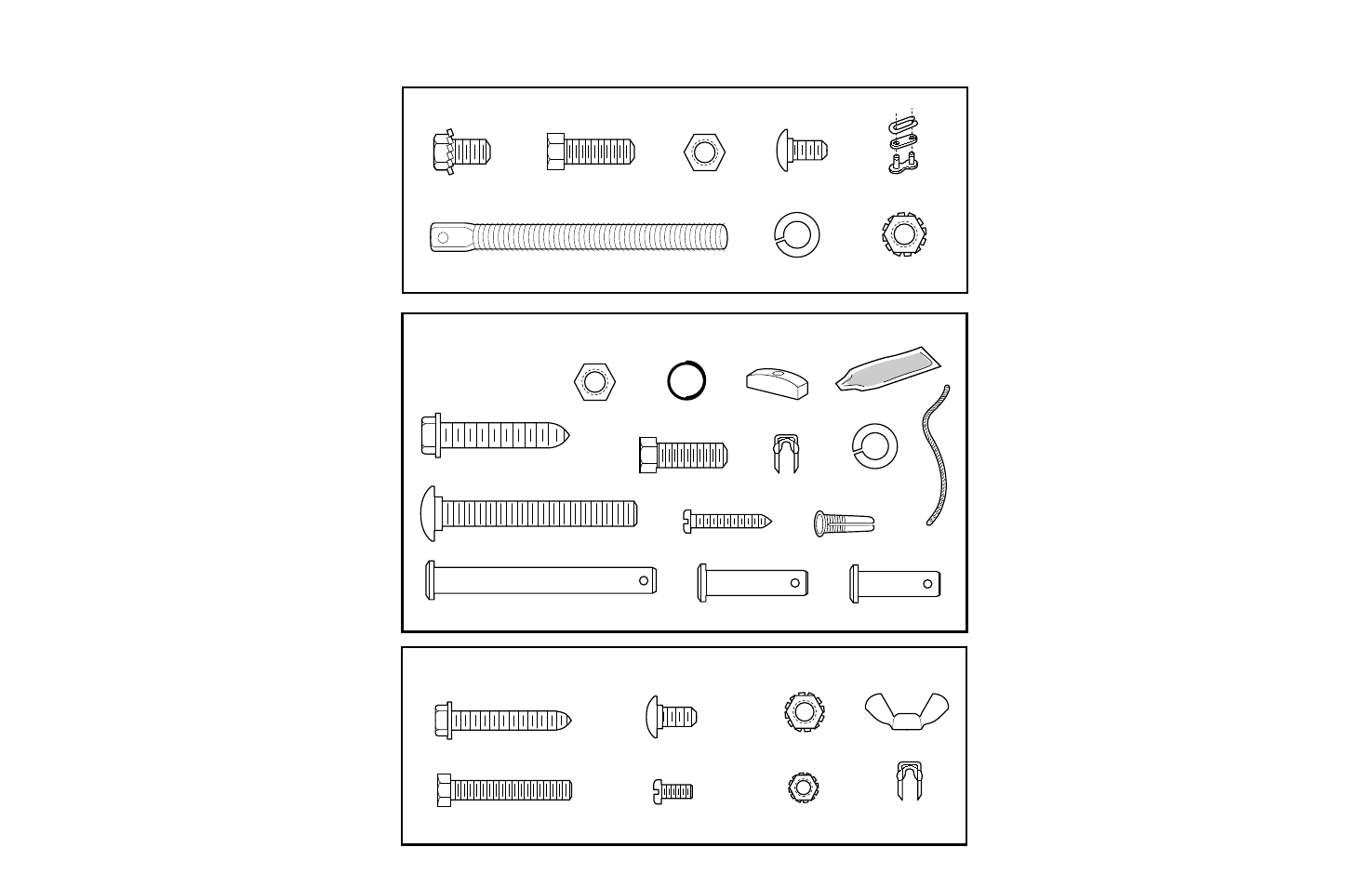 Hardware kits, Hardware, Assembly hardware installation hardware | Safety reversing sensor installation hardware | Chamberlain SECURITY+ 6200-2K User Manual | Page 7 / 40