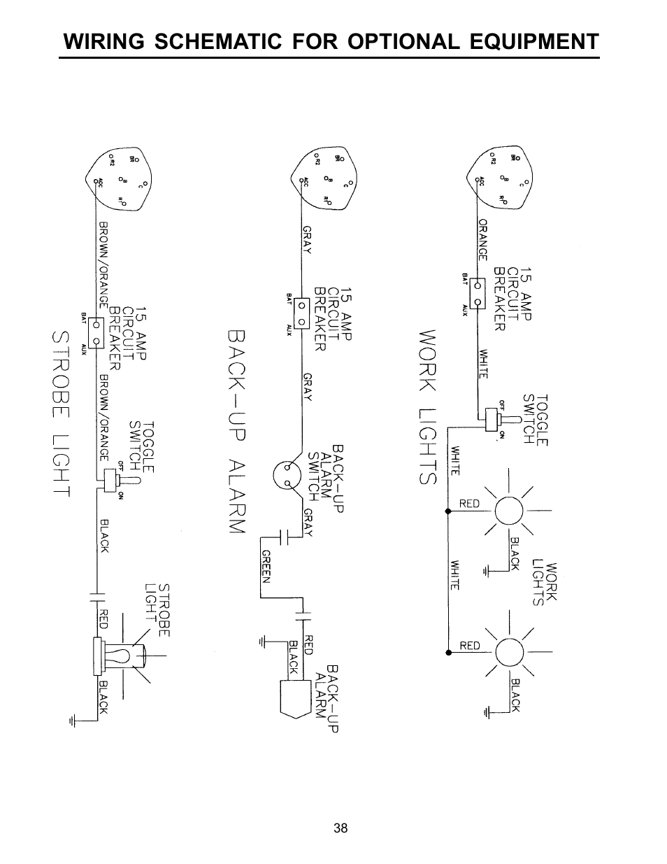 Wiring schematic for optional equipment | Allmand Brothers TLB6235 Tractor User Manual | Page 38 / 42