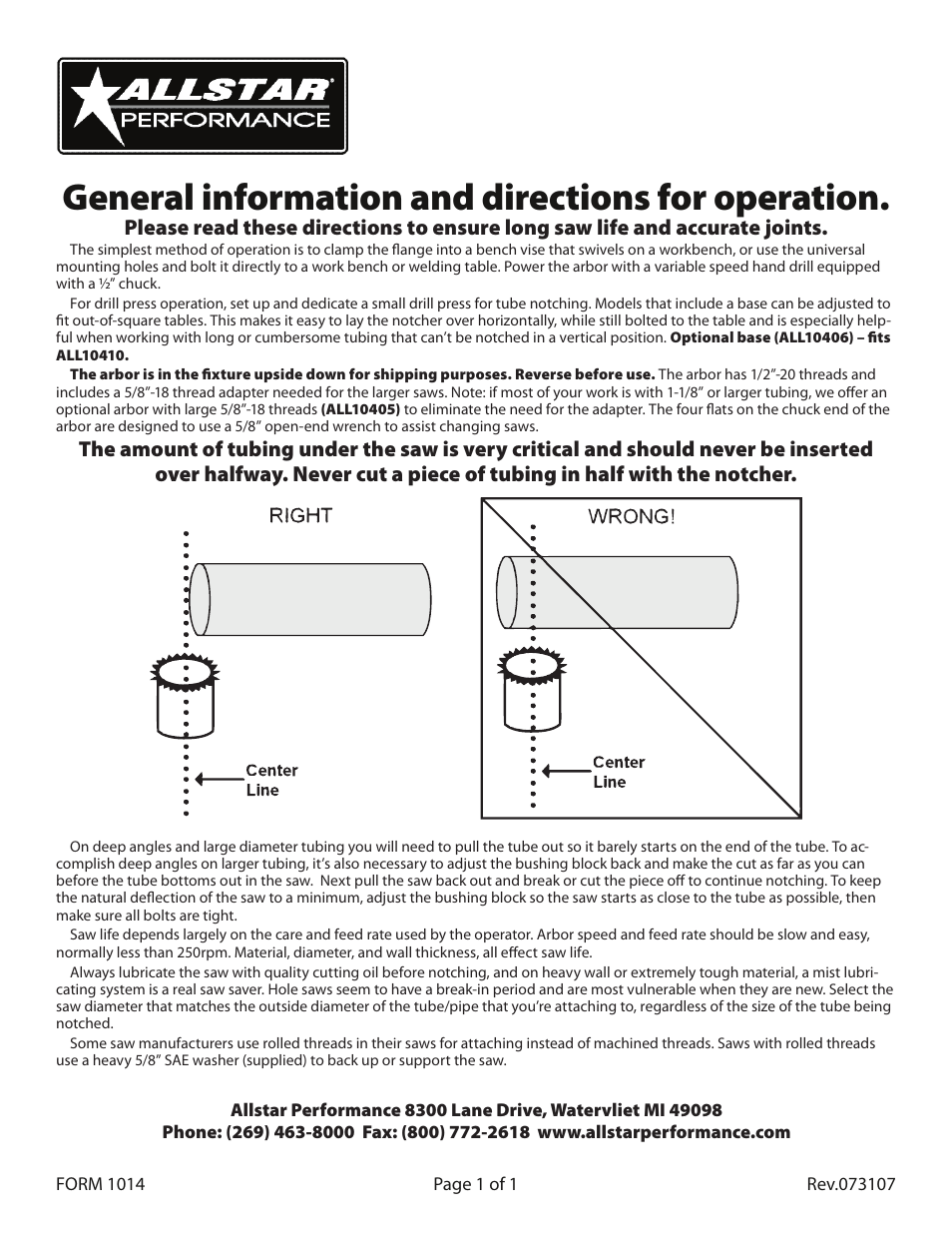 Allstar Performance ALL10400-10 User Manual | 1 page