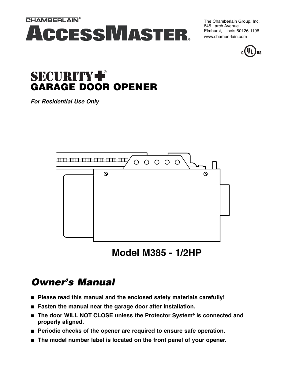 Chamberlain ACCESS MASTER M385 User Manual | 36 pages
