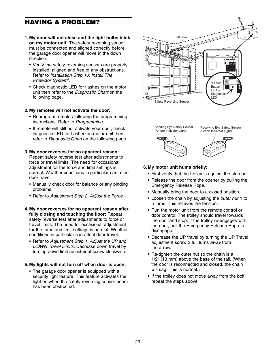 Having a problem | Chamberlain ACCESS MASTER M385 User Manual | Page 29 / 36