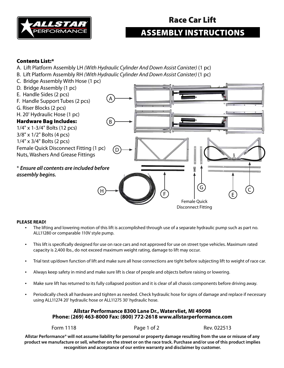 Allstar Performance ALL11270 User Manual | 2 pages
