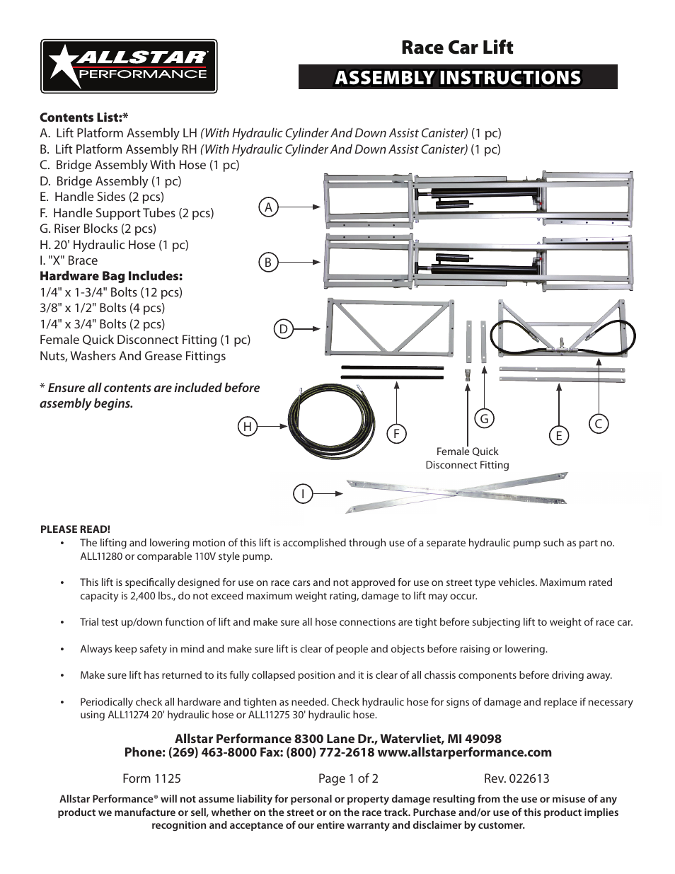 Allstar Performance ALL11272 User Manual | 2 pages