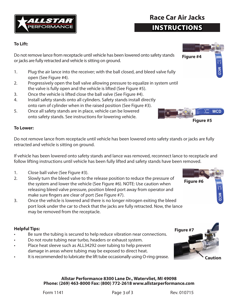 Instructions race car air jacks | Allstar Performance ALL11300-02 User Manual | Page 3 / 3