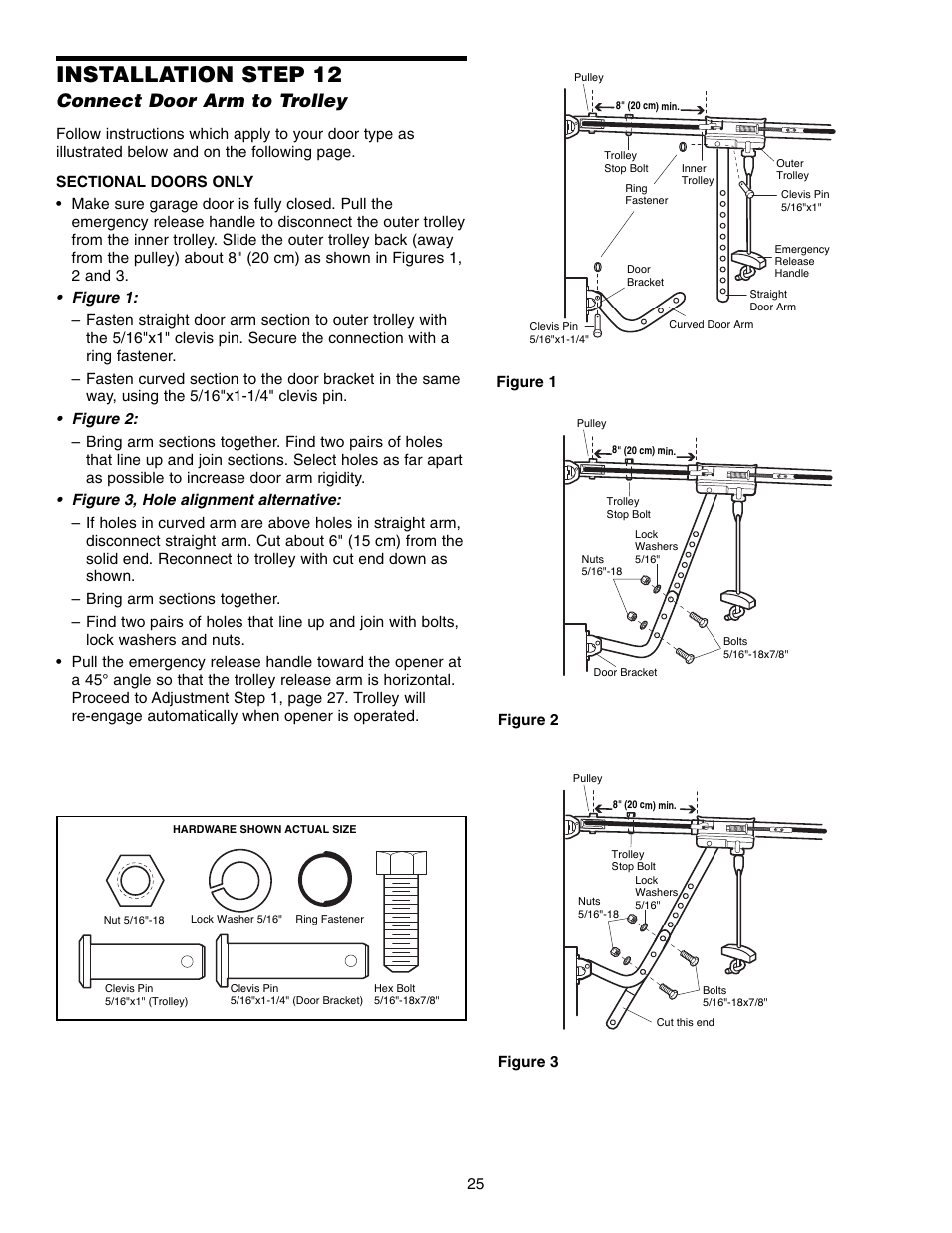 Installation step 12, Connect door arm to trolley | Chamberlain WD952LD User Manual | Page 25 / 44