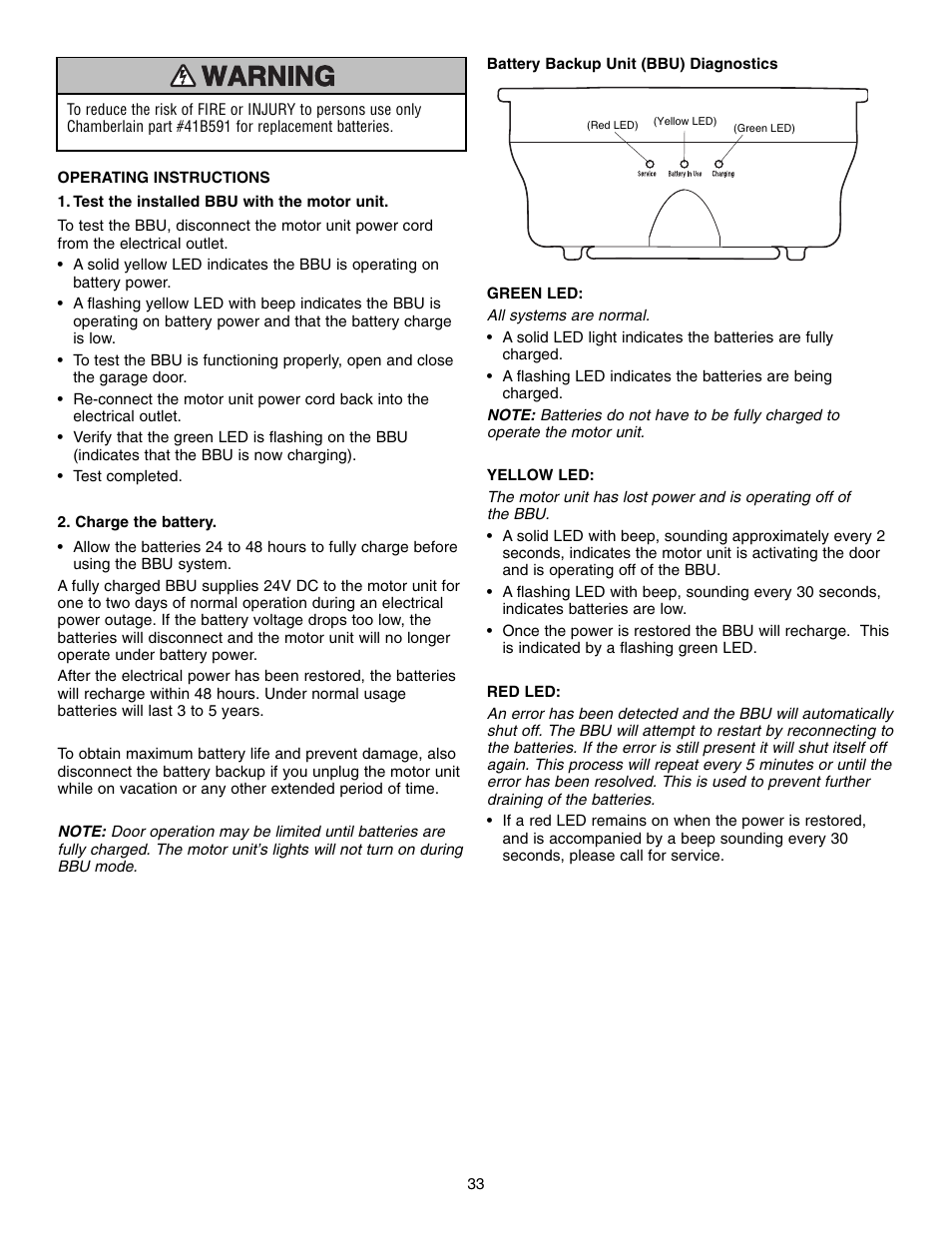 Chamberlain WD952LD User Manual | Page 33 / 44