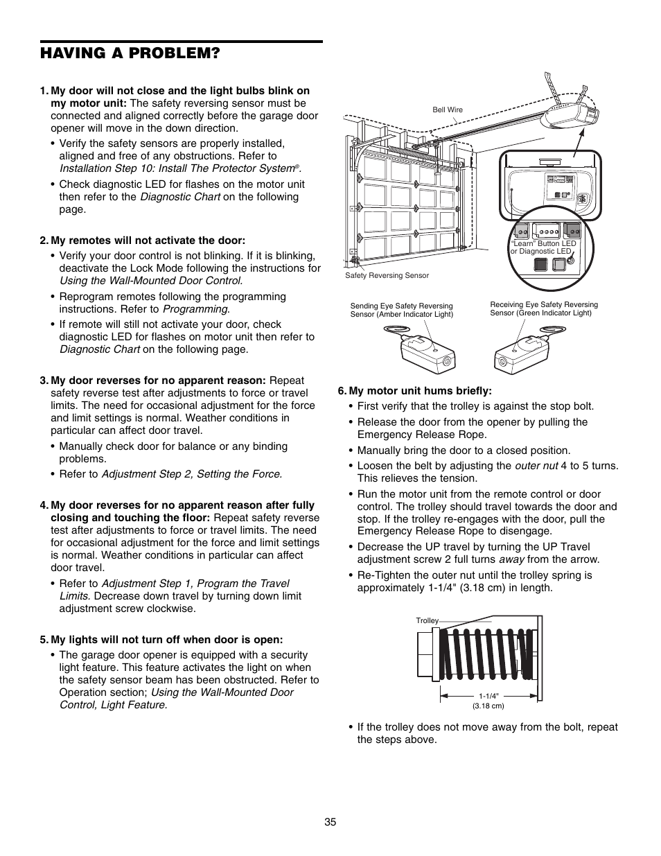 Having a problem | Chamberlain WD952LD User Manual | Page 35 / 44