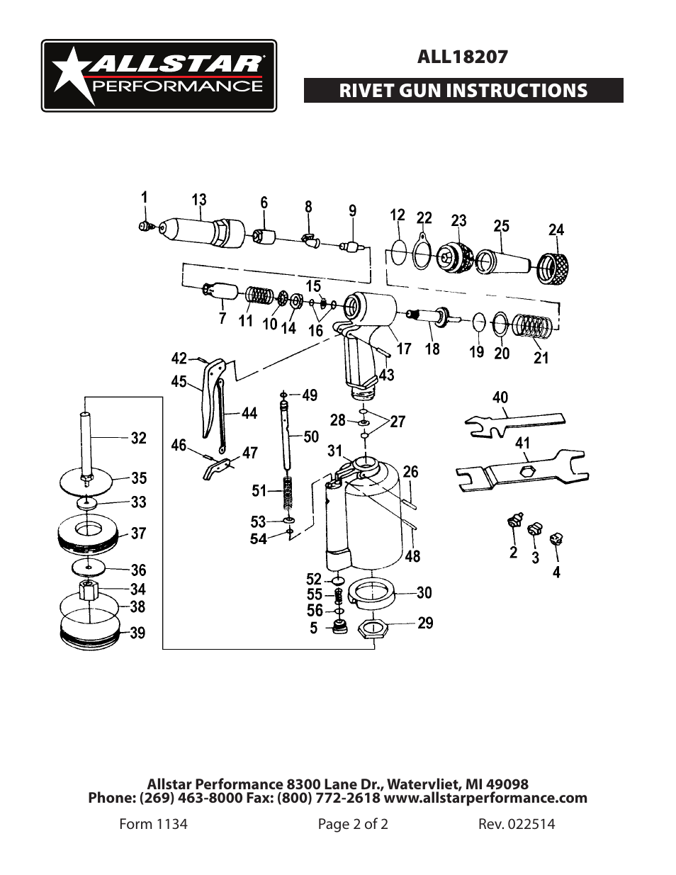 V-2 air / hydraulic riveter tool | Allstar Performance ALL18207 User Manual | Page 2 / 2