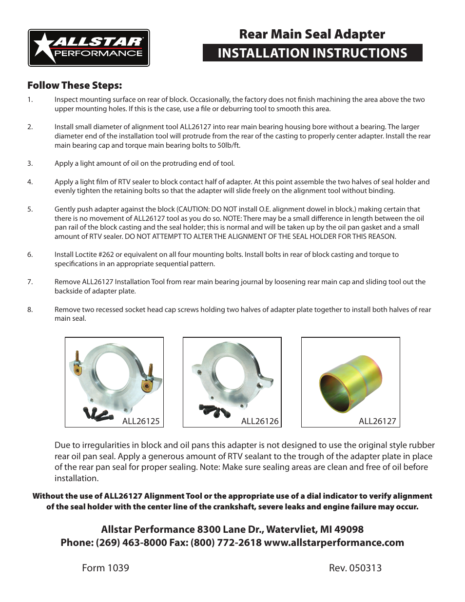 Allstar Performance ALL26125-27 User Manual | 1 page