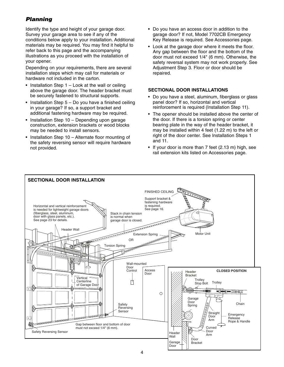 Planning | Chamberlain POWER DRIVE PD752D User Manual | Page 4 / 40