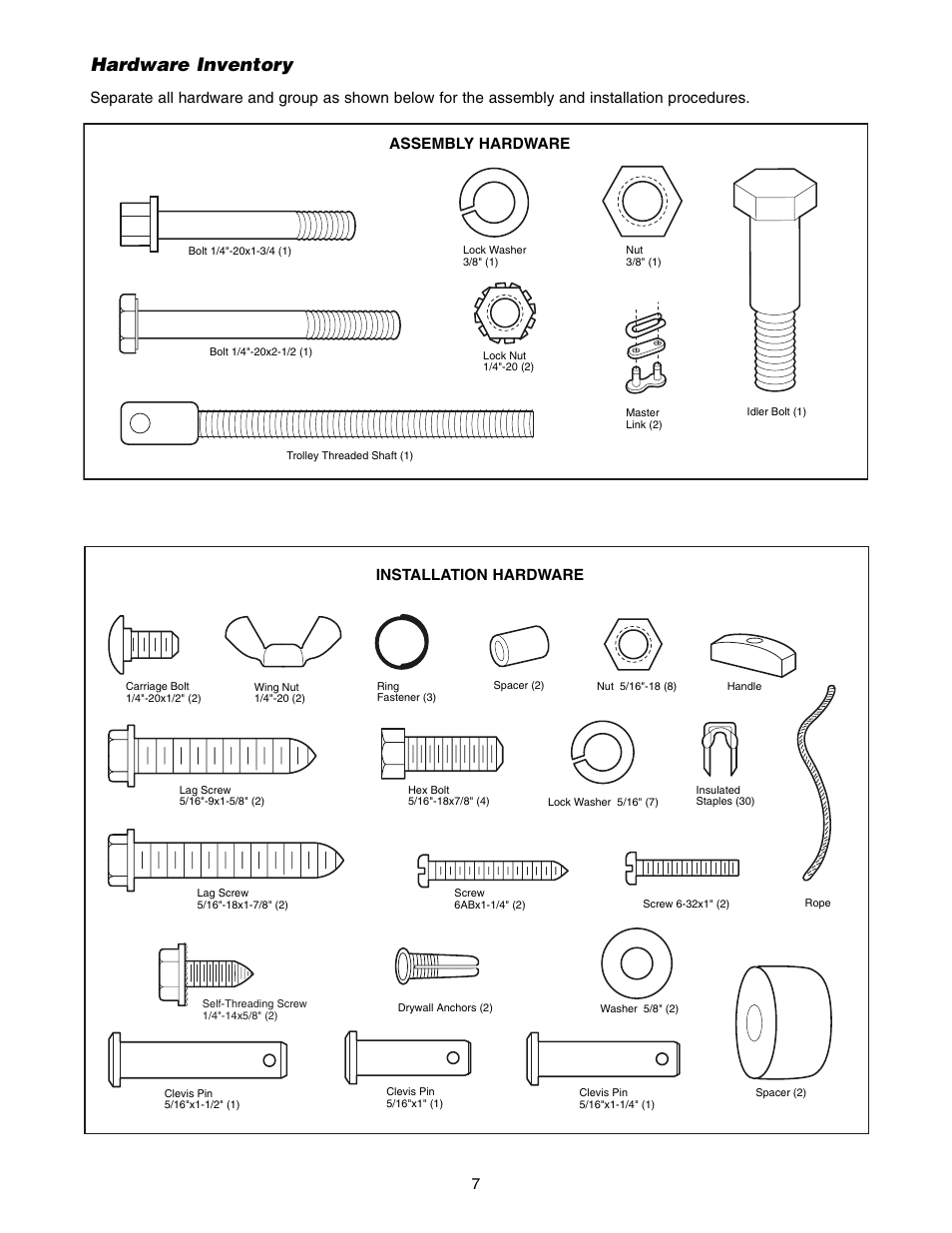 Hardware inventory | Chamberlain POWER DRIVE PD752D User Manual | Page 7 / 40