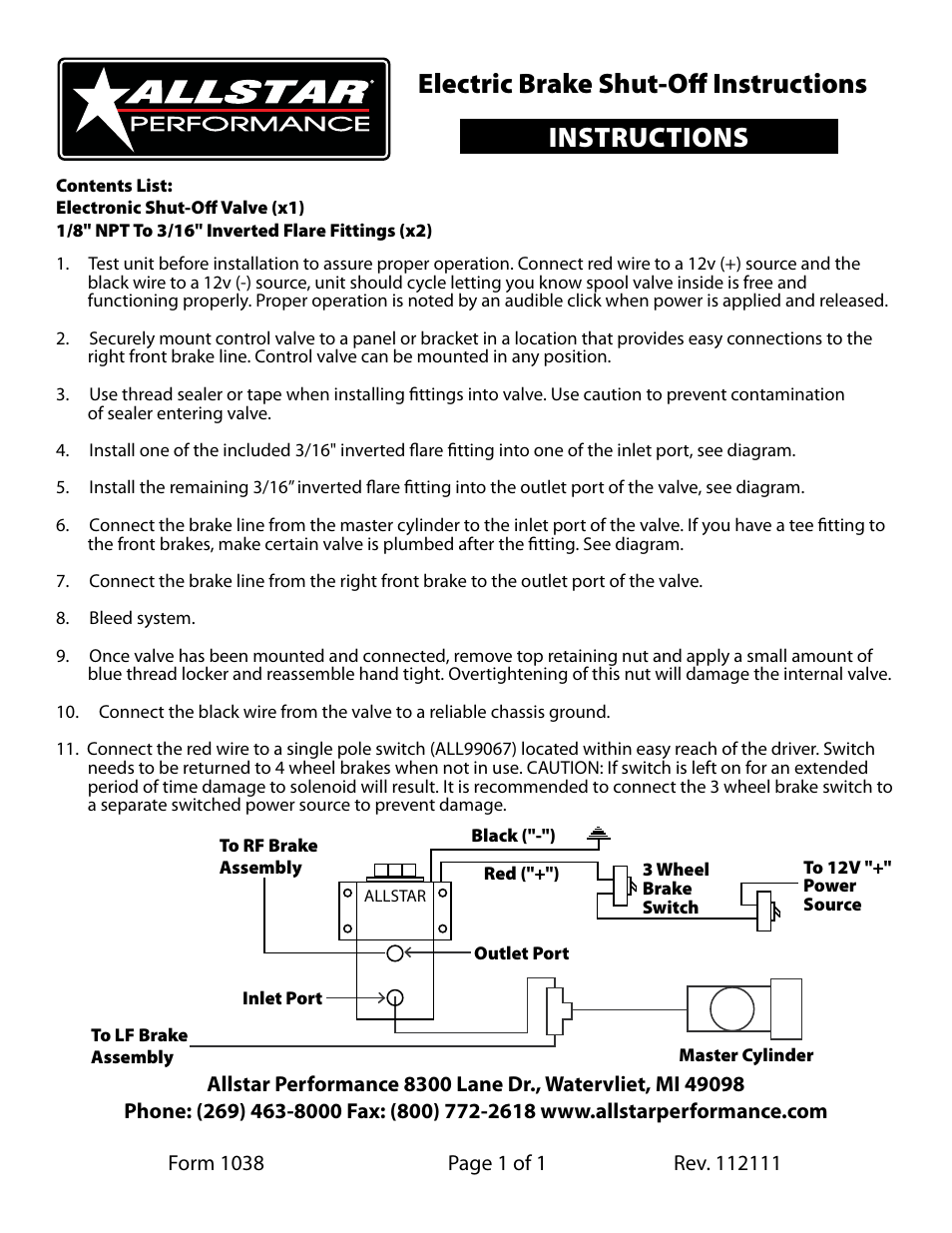 Allstar Performance ALL48015 User Manual | 1 page