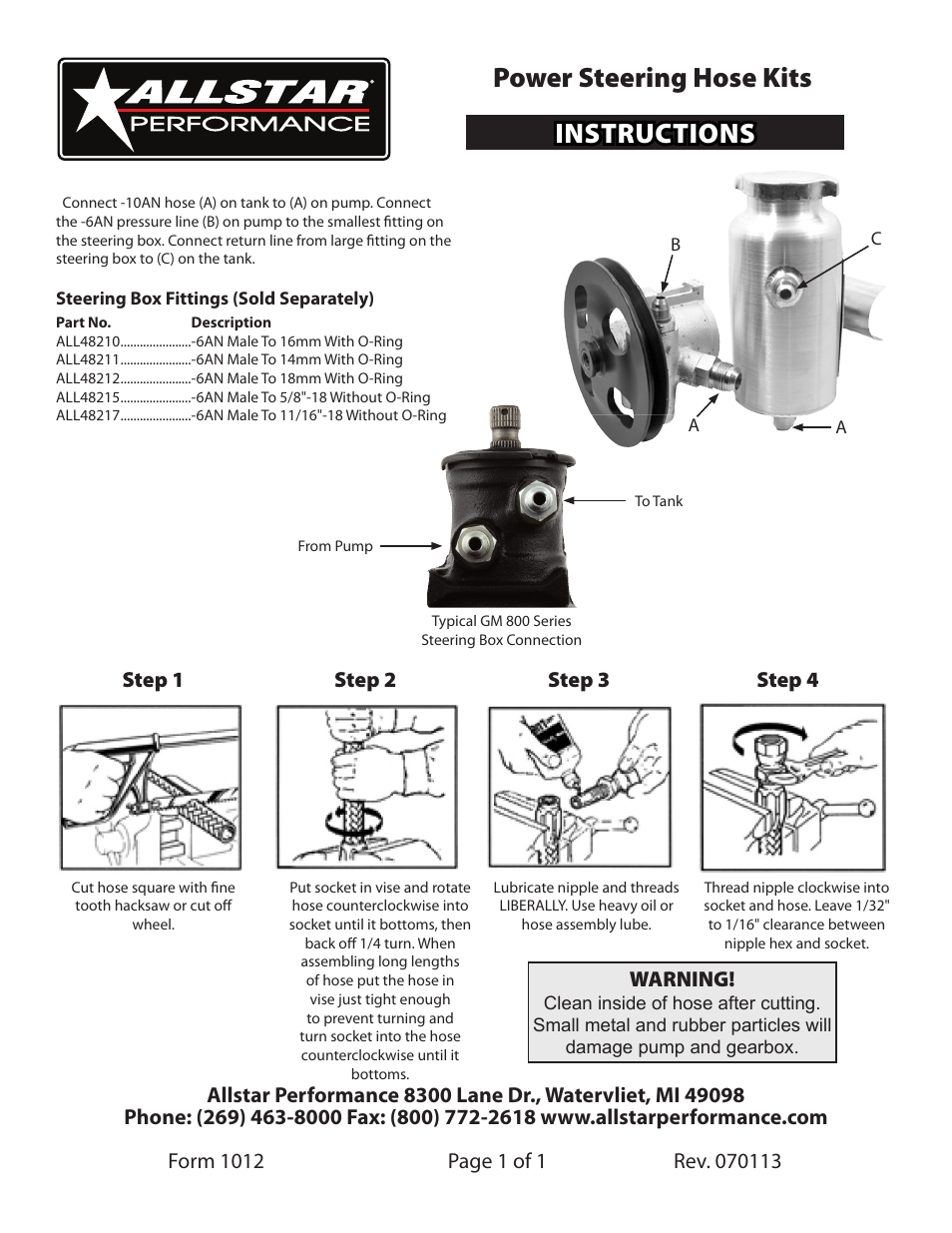 Allstar Performance ALL48200-04 User Manual | 1 page