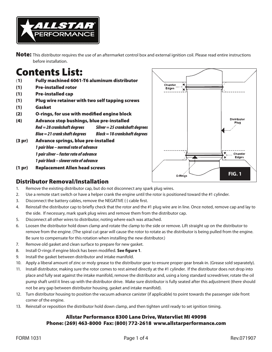 Allstar Performance ALL81220 User Manual | 4 pages