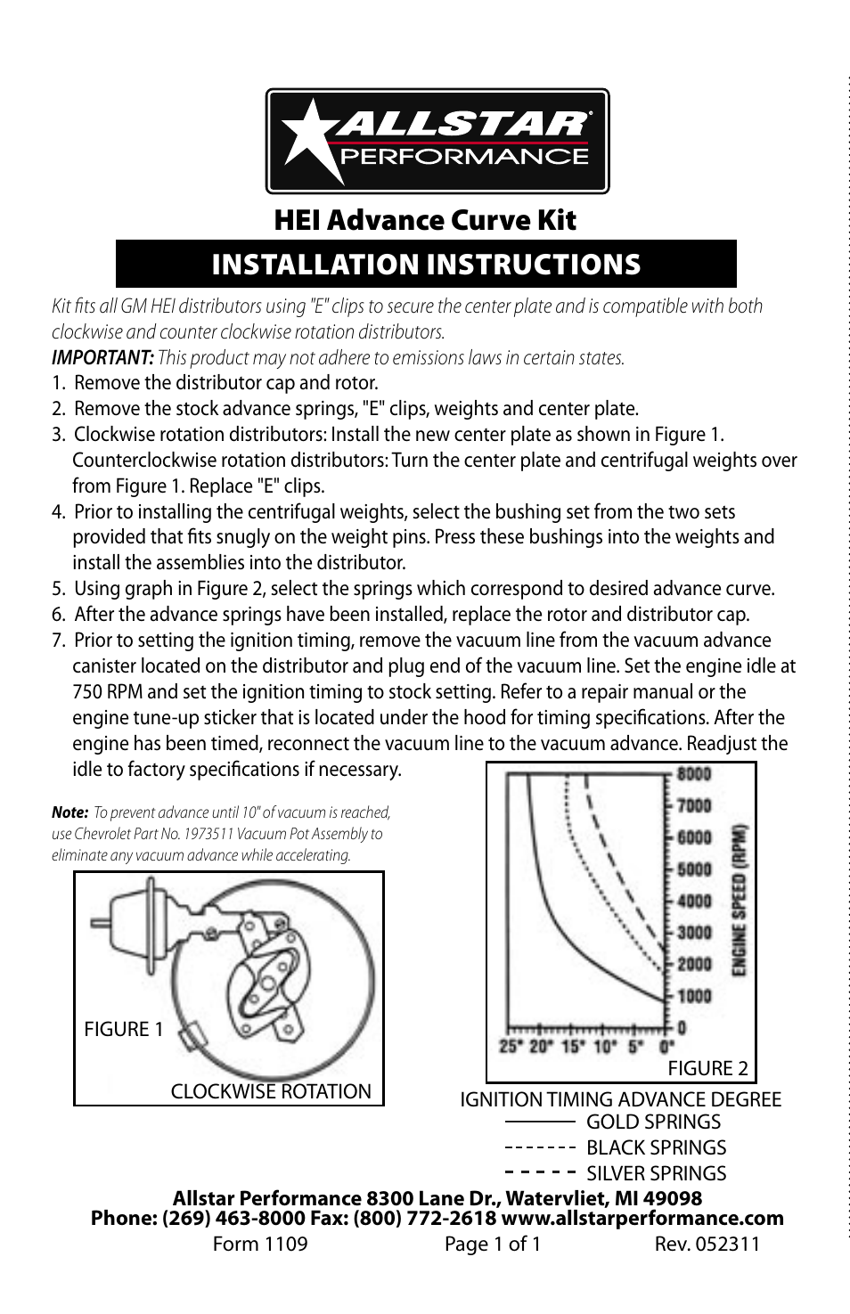 Allstar Performance ALL81300 User Manual | 1 page