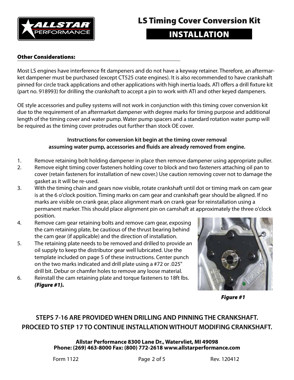 Installation ls timing cover conversion kit | Allstar Performance ALL90090 User Manual | Page 2 / 5